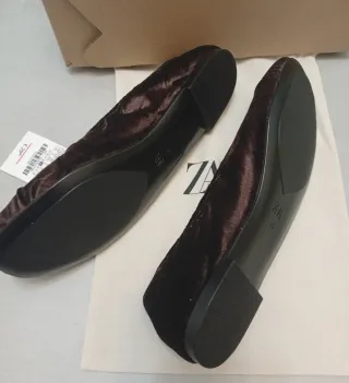 Bailarinas Zara Marrones Terciopelo