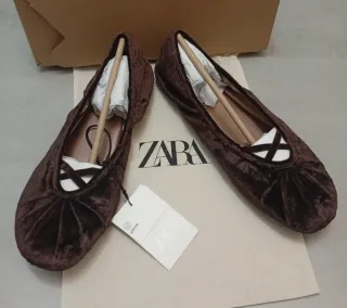 Bailarinas Zara Marrones Terciopelo
