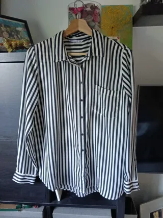 Camisa mujer rayas blancas y negras tela ligera