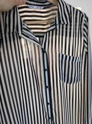 Camisa mujer rayas blancas y negras tela ligera