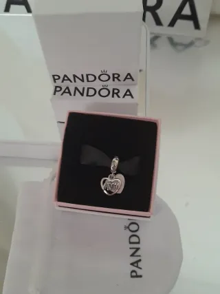 Pandora Charm Corazón Mamá Plata y Rosa