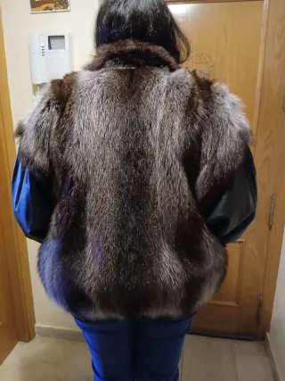 Chaqueta Piel Negra y Marrón