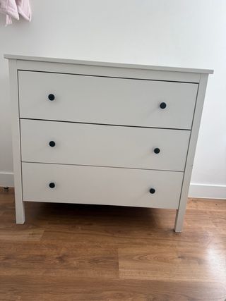 Cómoda blanca 3 cajones madera