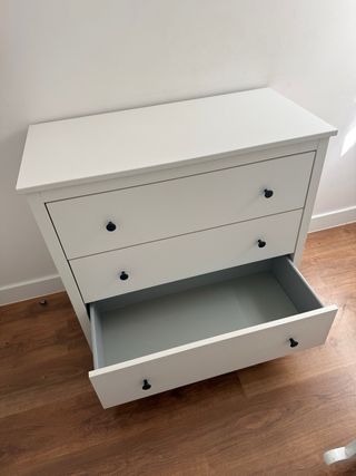 Cómoda blanca 3 cajones madera