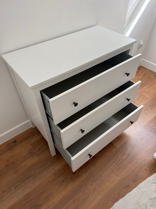 Cómoda blanca 3 cajones madera