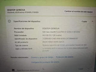 Portátil Asus 1235u 16GB 512GB