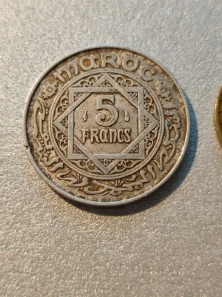 Lote 4 monedas antiguas Marruecos Francos