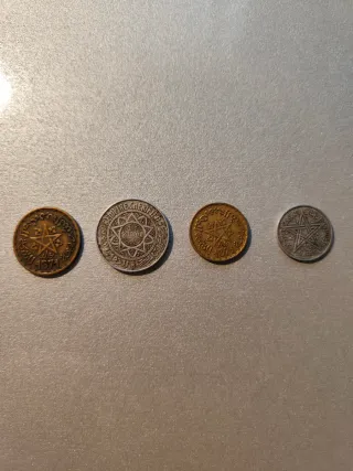 Lote 4 monedas antiguas Marruecos Francos