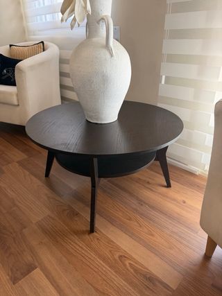 Mesa auxiliar redonda de madera 80cms