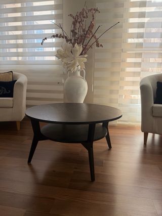 Mesa auxiliar redonda de madera 80cms