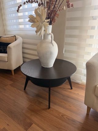 Mesa auxiliar redonda de madera 80cms