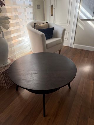 Mesa auxiliar redonda de madera 80cms