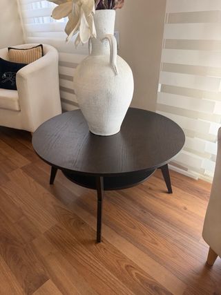 Mesa auxiliar redonda de madera 80cms