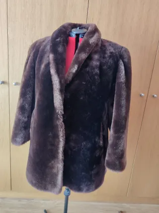 Chaquetón piel mutón marrón mujer