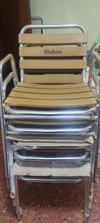 Sillón aluminio y madera Mahou 6 unidades