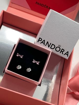 Conjunto Pandora Lazo Rosa y Plata