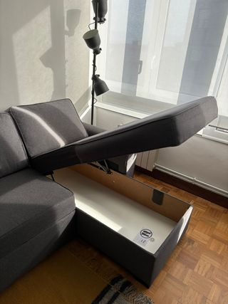 Sofá chaise longue gris 3/4 plazas