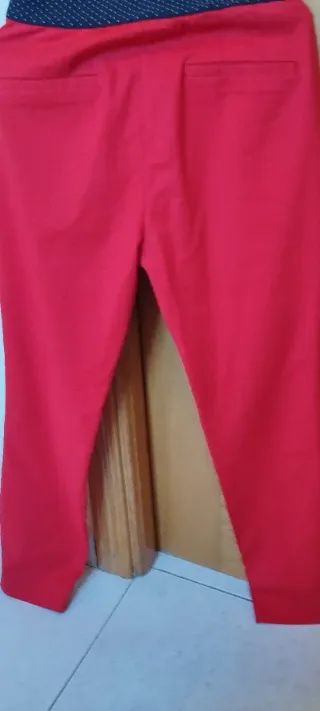 Pantalón Mujer Vestir Recto Rojo