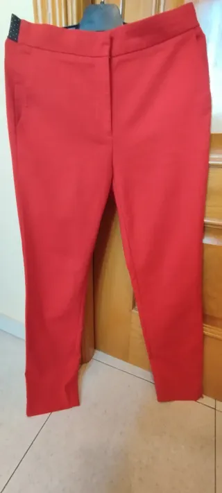 Pantalón Mujer Vestir Recto Rojo