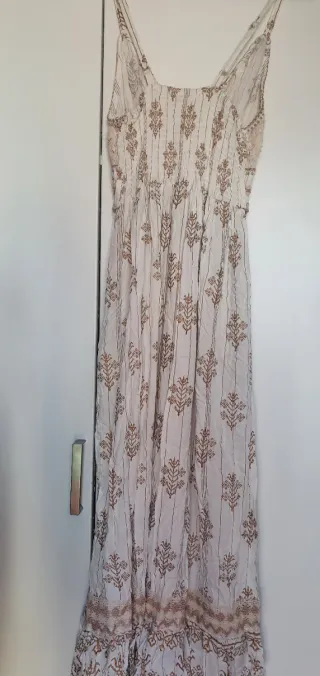 Vestido hippie beige y blanco talla única