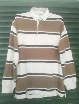 Polo H&M Rayas Marrón y Blanco