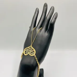 Pulsera Manita Corazón Perforado 18K