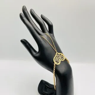 Pulsera Manita Corazón Perforado 18K