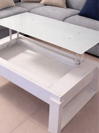 Tavolo da centro moderno bianco e in vetro