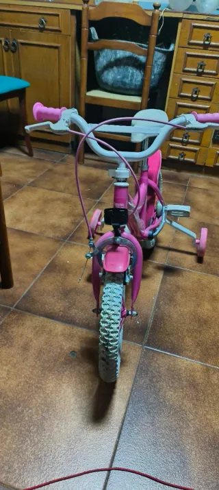 Bicicleta niña 14 rosa con ruedines 14 pulgadas