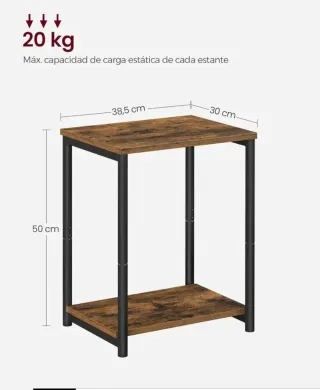Mesa Auxiliar VASAGLE Madera y Metal