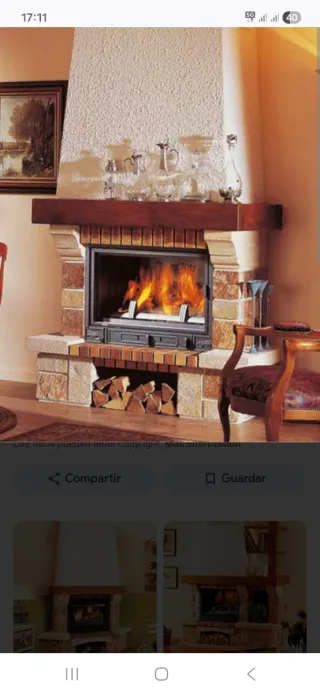 Chimenea de piedra y madera