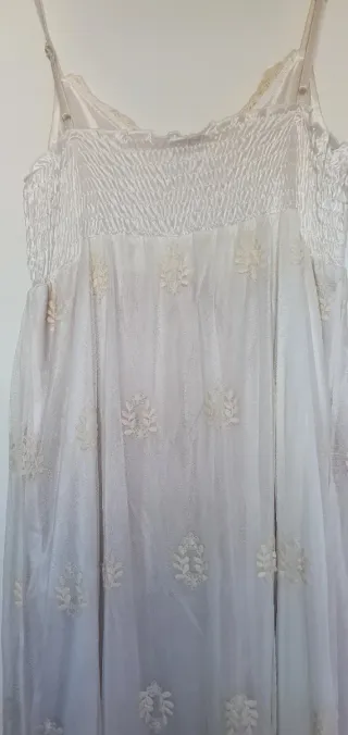 Vestido Hippie Novia Ibicenca Beige/Blanco