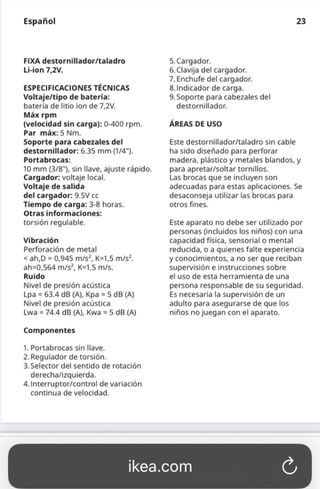 FIXA 7.2v Taladro- Destornillador IKEA