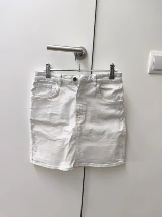 Falda vaquera blanca Zara Talla M