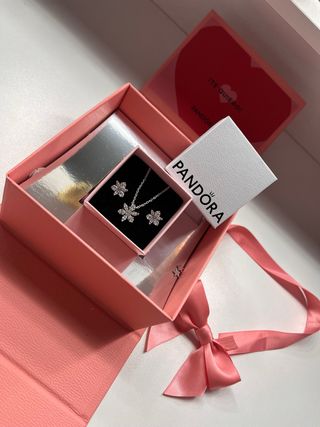 Conjunto Pandora Flor Plateada