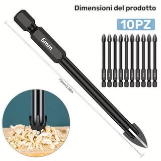 10 Punte Trapano 6mm Ceramica Marmo