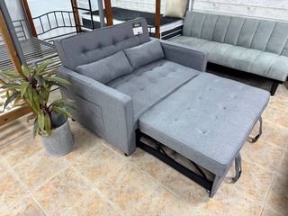 Sofá Cama Estilo Japón con Cojines - Gris