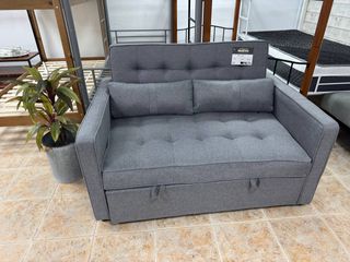 Sofá Cama Estilo Japón con Cojines - Gris