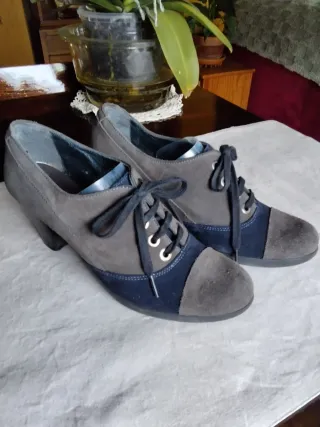 Zapato ante mujer tacón alto cordones