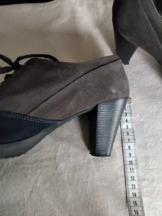 Zapato ante mujer tacón alto cordones
