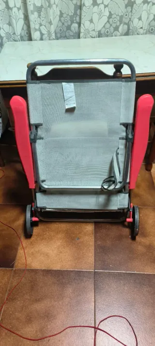 Silla plegable playa/camping gris y roja