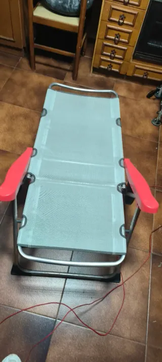 Silla plegable playa/camping gris y roja