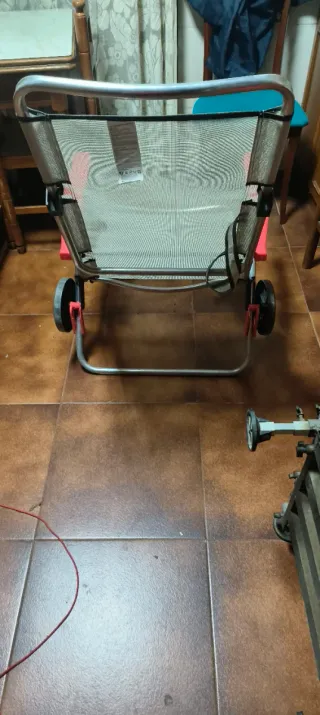 Silla plegable playa/camping gris y roja