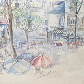 Quadro Vintage Parigi - Place du Tertre Montmartre