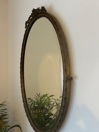 Espejo Ovalado Antiguo Bronce