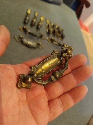 Lote 11 tiradores latón vintage