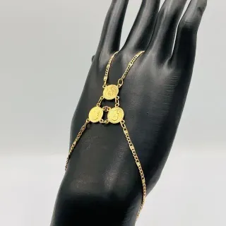 Pulsera manita 3 monedas 18K