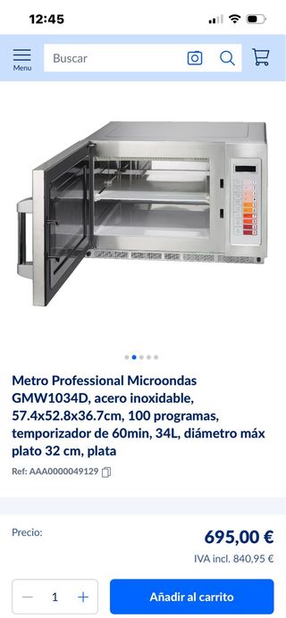 Microondas profesional hosteleria