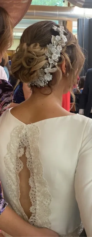 Tocado Novia Plata y Blanco