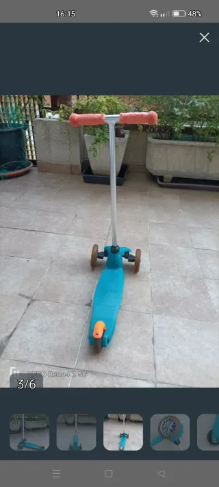 Patinete infantil 3 ruedas azul